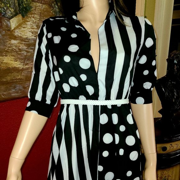 Women's Polk a Dot and Stripe Dress Size Small Maxi Dress - Picture 2 of 10